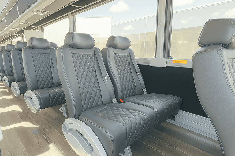 interior of Columbus Shuttle Bus Rentals charter bus